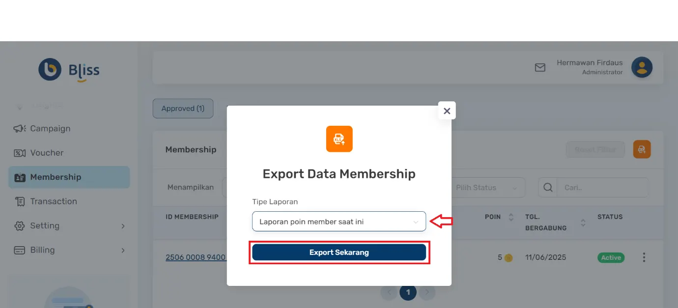 cek poin member Bliss